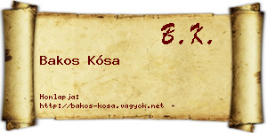 Bakos Kósa névjegykártya
